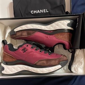 Burgundy Chanel Sneakers